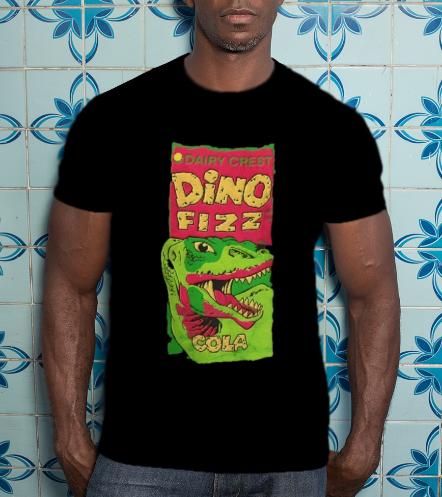 Dairy Crest Dino Fizz Cola Green Dinosaur Open Mouth Red T-Shirt
