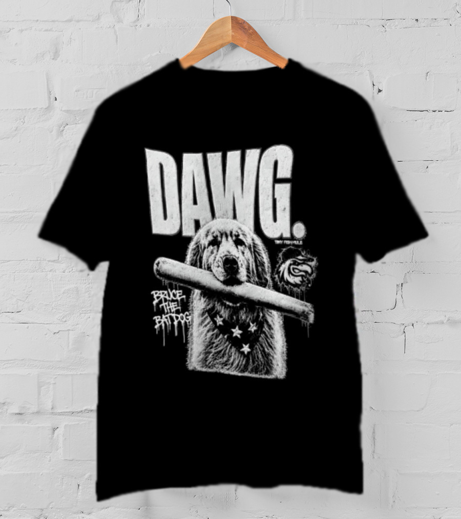Dawg Bruce The Batdog Baseball Bat And Ball T-Shirt