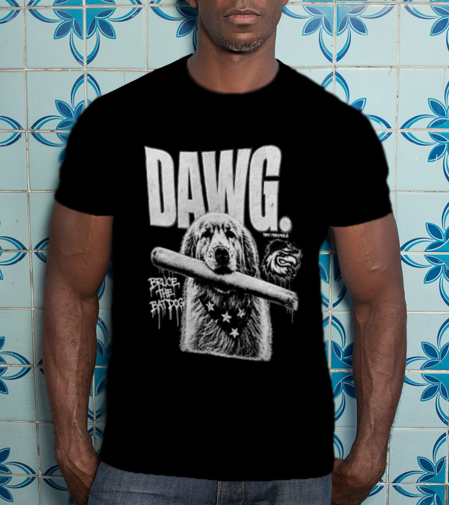 Dawg Bruce The Batdog Baseball Bat And Ball T-Shirt