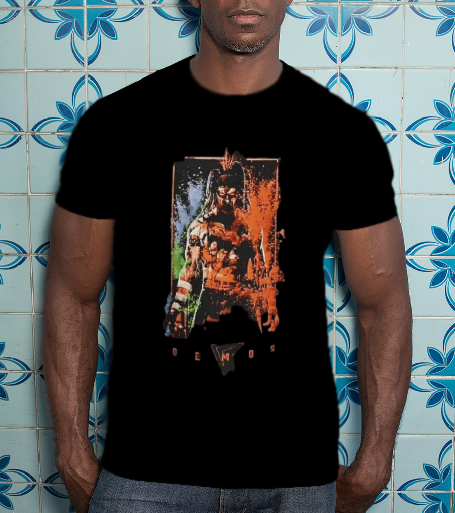 Demon Masked Warrior Orange Splatter Bodypaint Art 3000 T-Shirt