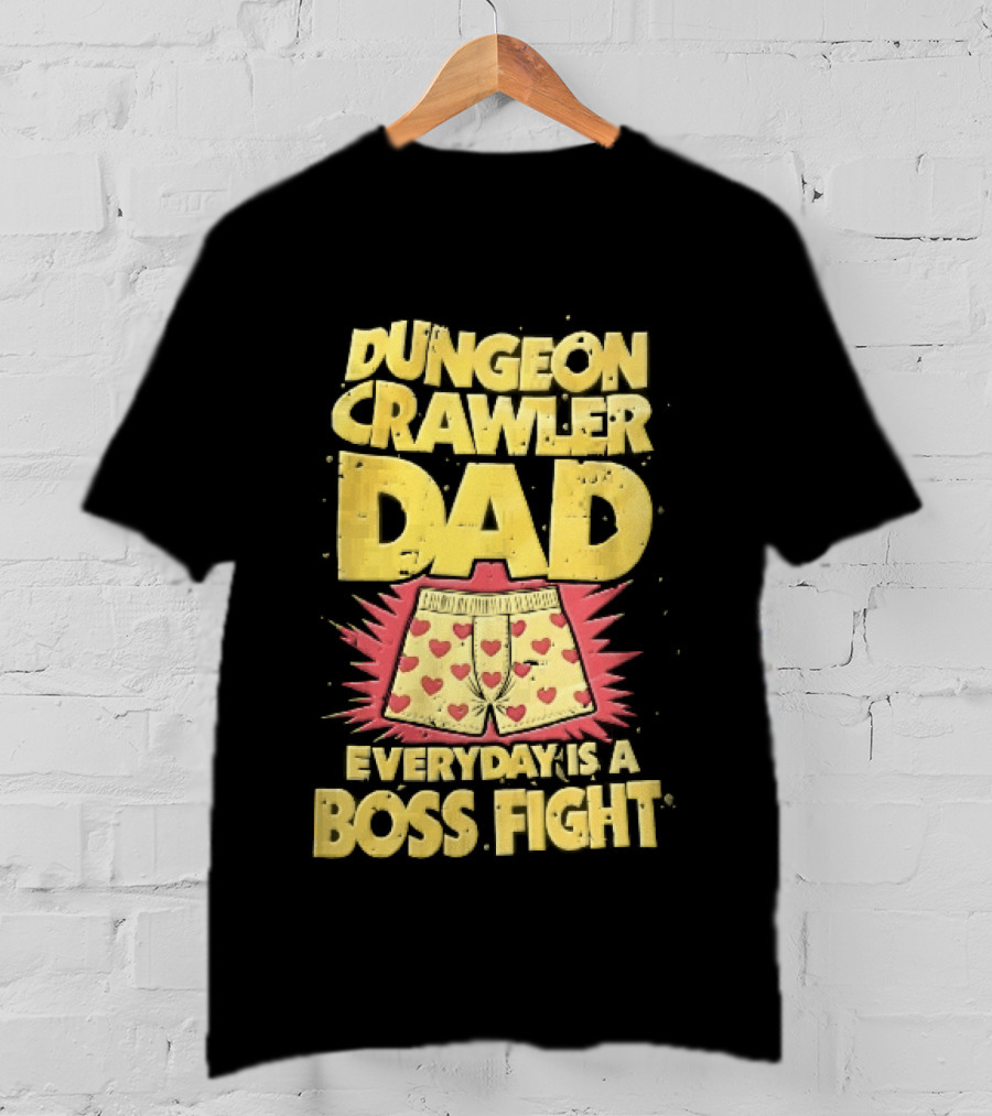 Dungeon Crawler Dad Everyday Is A Boss Fight Heart Boxer Shorts Spiky Starburst T-Shirt