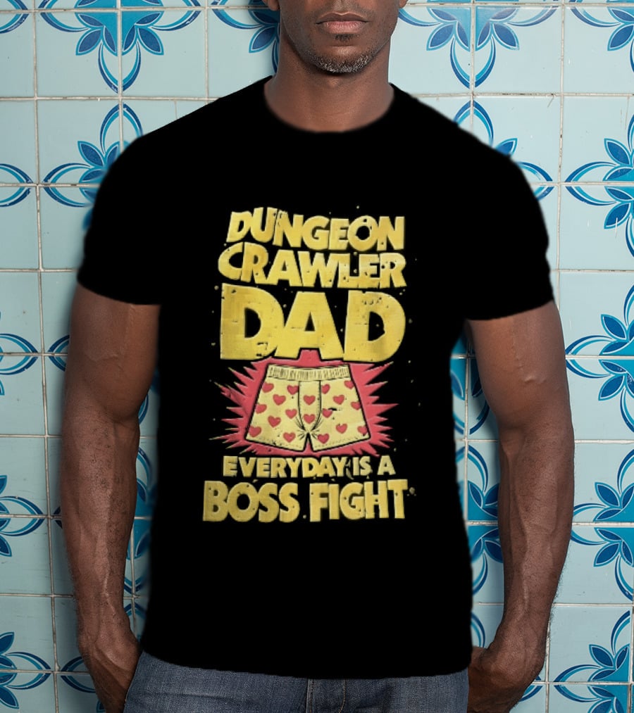 Dungeon Crawler Dad Everyday Is A Boss Fight Heart Boxer Shorts Spiky Starburst T-Shirt