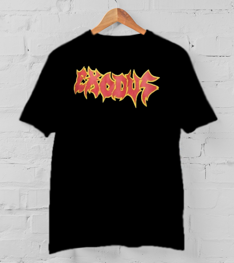 Exodus Red Yellow Spiky Flame Graffiti T-Shirt