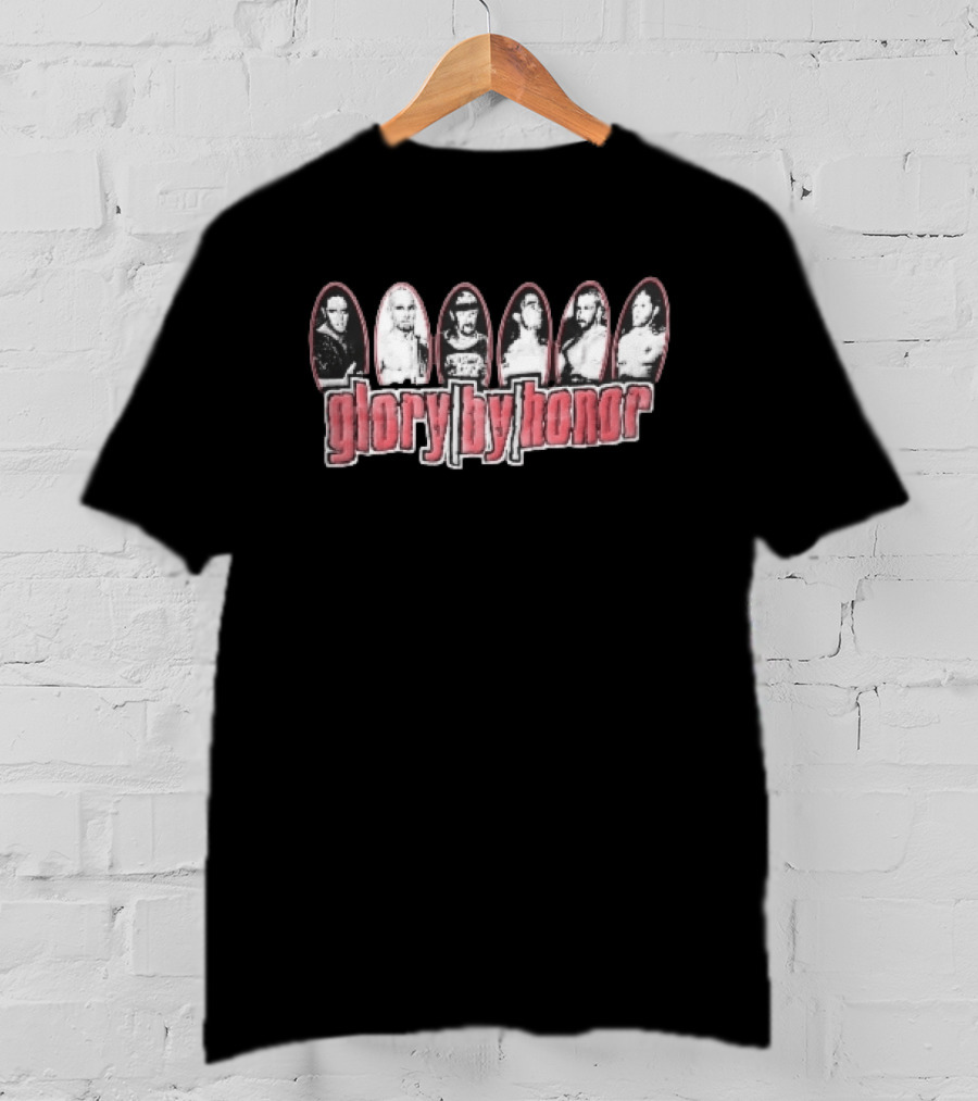Glory By Honor Six Pro Wrestlers Black And White Oval Frames T-Shirt