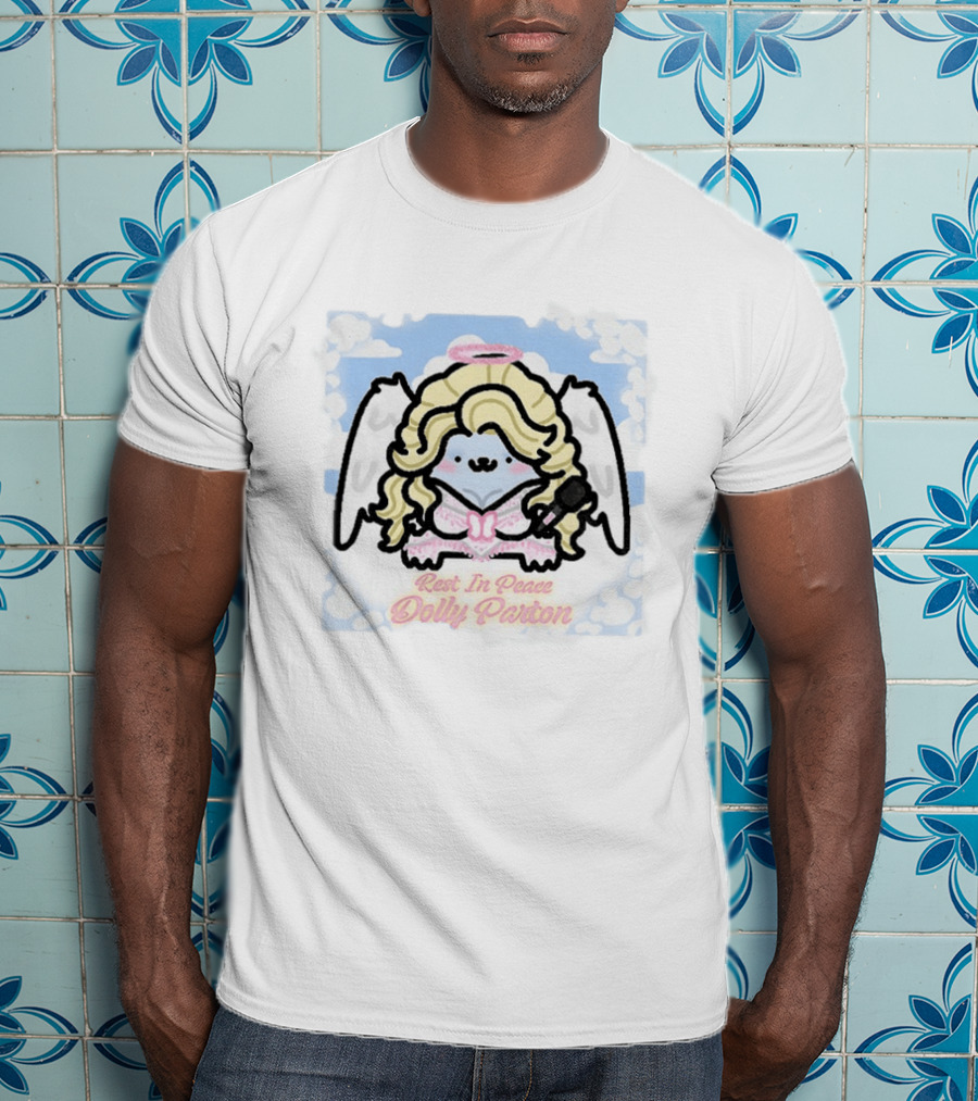 Angel Kitten Rest In Peace Dolly Parton Wings Halo Clouds T-Shirt