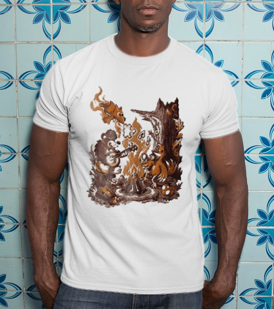 Banjo Kazooie Bear And Bird Music Campfire Jiggy Pixel T-Shirt