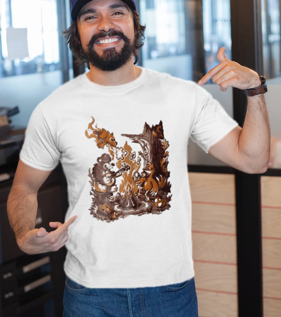 Banjo Kazooie Bear And Bird Music Campfire Jiggy Pixel T-Shirt
