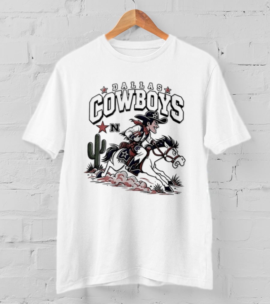 Dallas Cowboys Rider With Horse And Cactus Scene T-Shirt