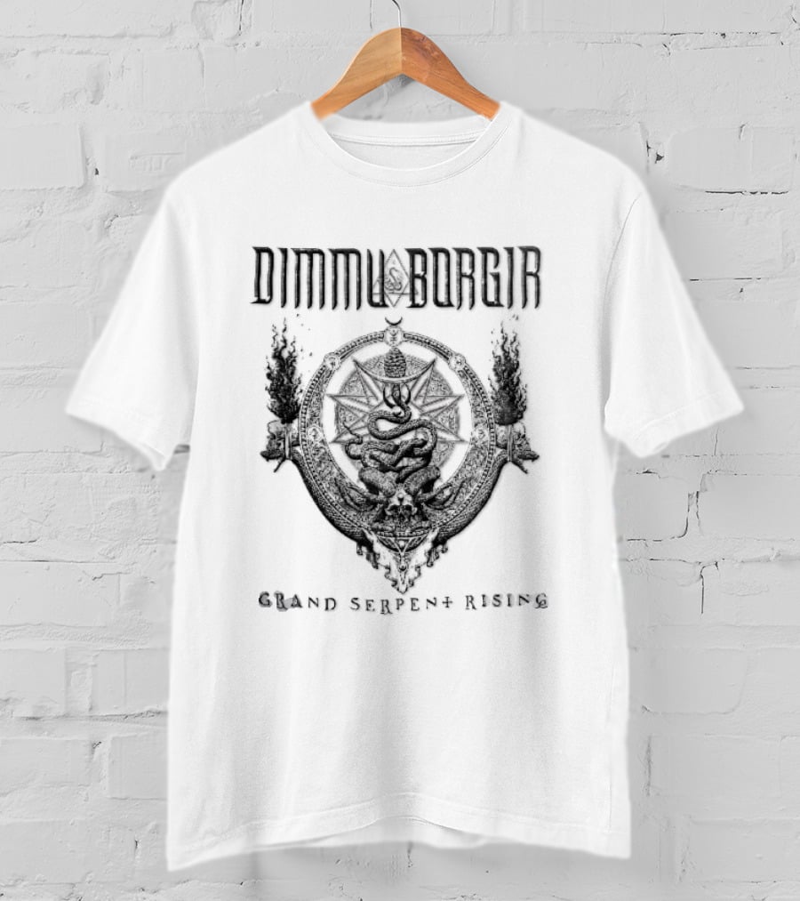 Dimmu Borgir Grand Serpent Rising Coiled Snake Horned Skull Occult Black Metal Band T-Shirt