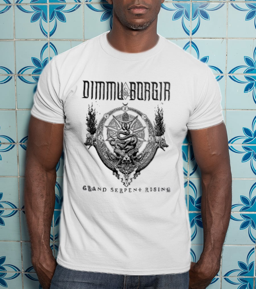 Dimmu Borgir Grand Serpent Rising Coiled Snake Horned Skull Occult Black Metal Band T-Shirt