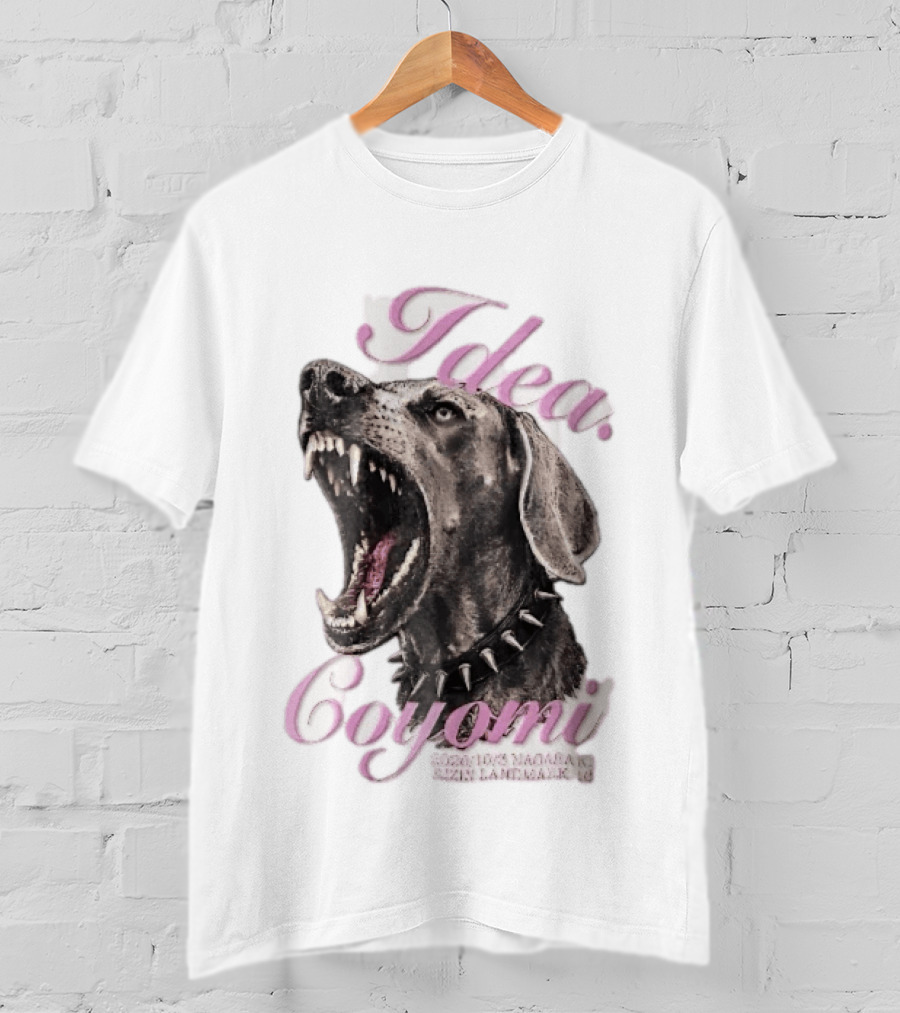 Rizin Idea Coyomi Nagasaki Snarling Dog Spiked Collar Pink Cursive 2024 T-Shirt