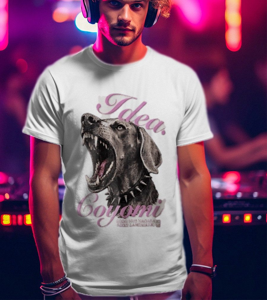 Rizin Idea Coyomi Nagasaki Snarling Dog Spiked Collar Pink Cursive 2024 T-Shirt