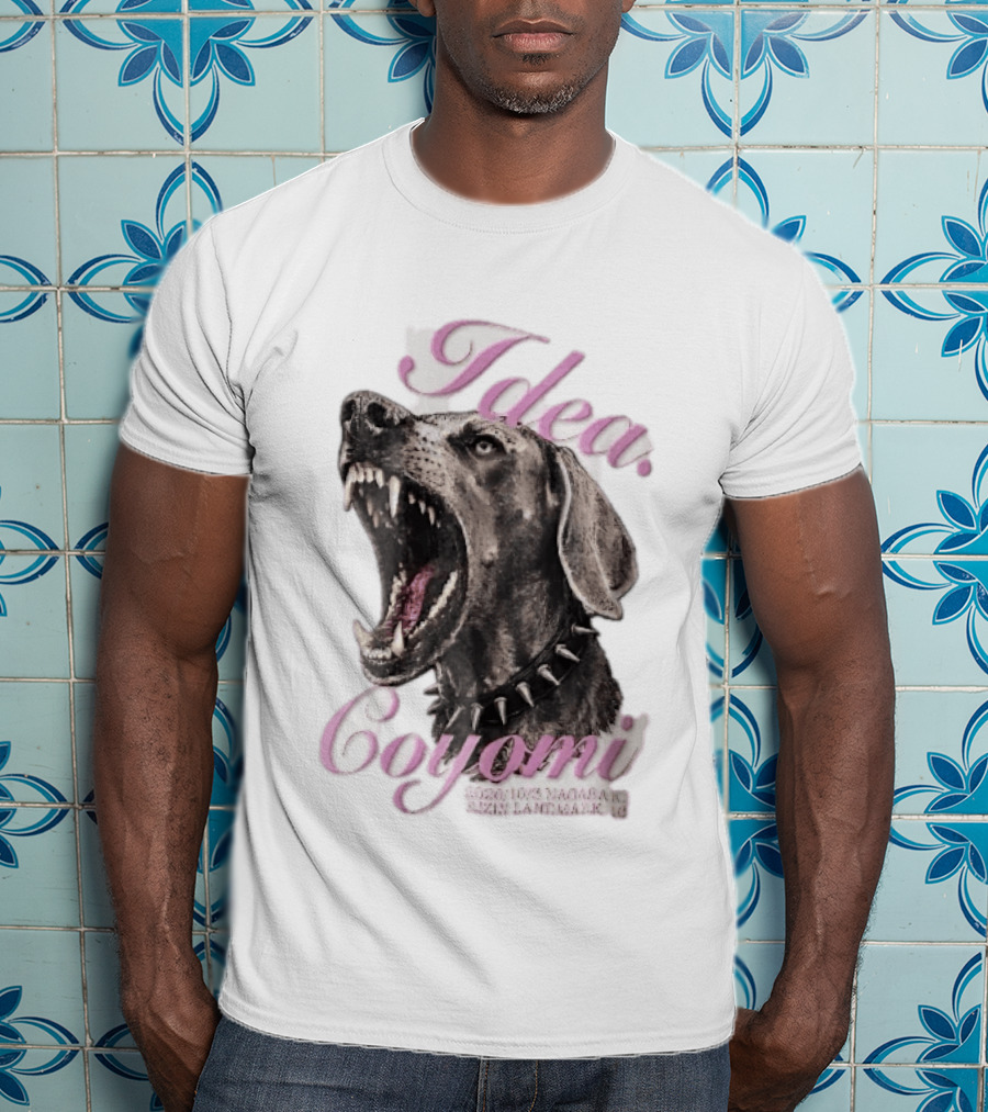 Rizin Idea Coyomi Nagasaki Snarling Dog Spiked Collar Pink Cursive 2024 T-Shirt