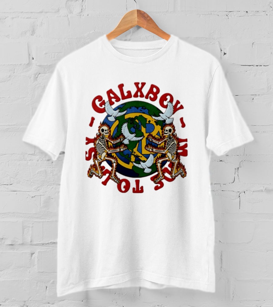 Galxboy Systms Toys Flaming Skeletons With Doves Peace T-Shirt