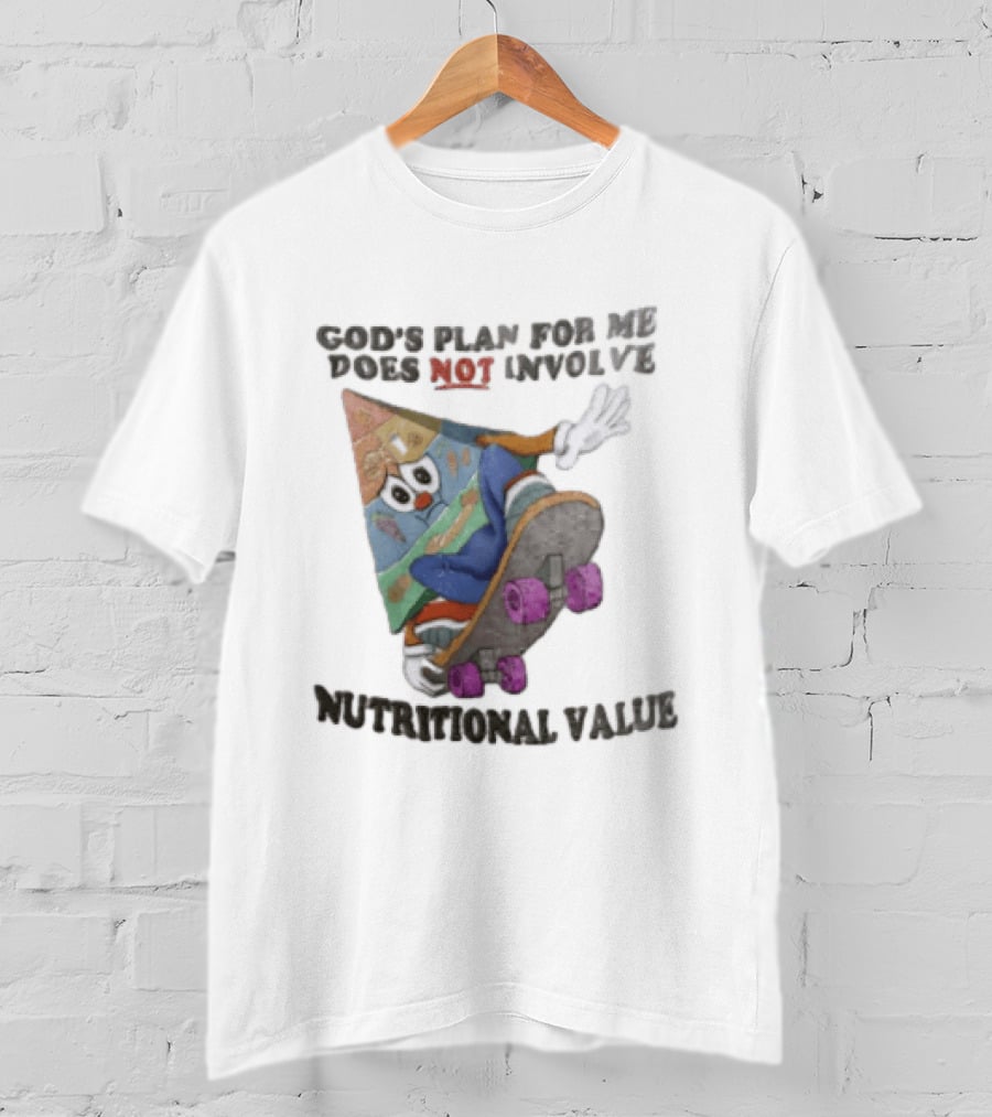 God's Plan For Me Does Not Involve Nutritional Value Skateboarding Food Pyramid T-Shirt