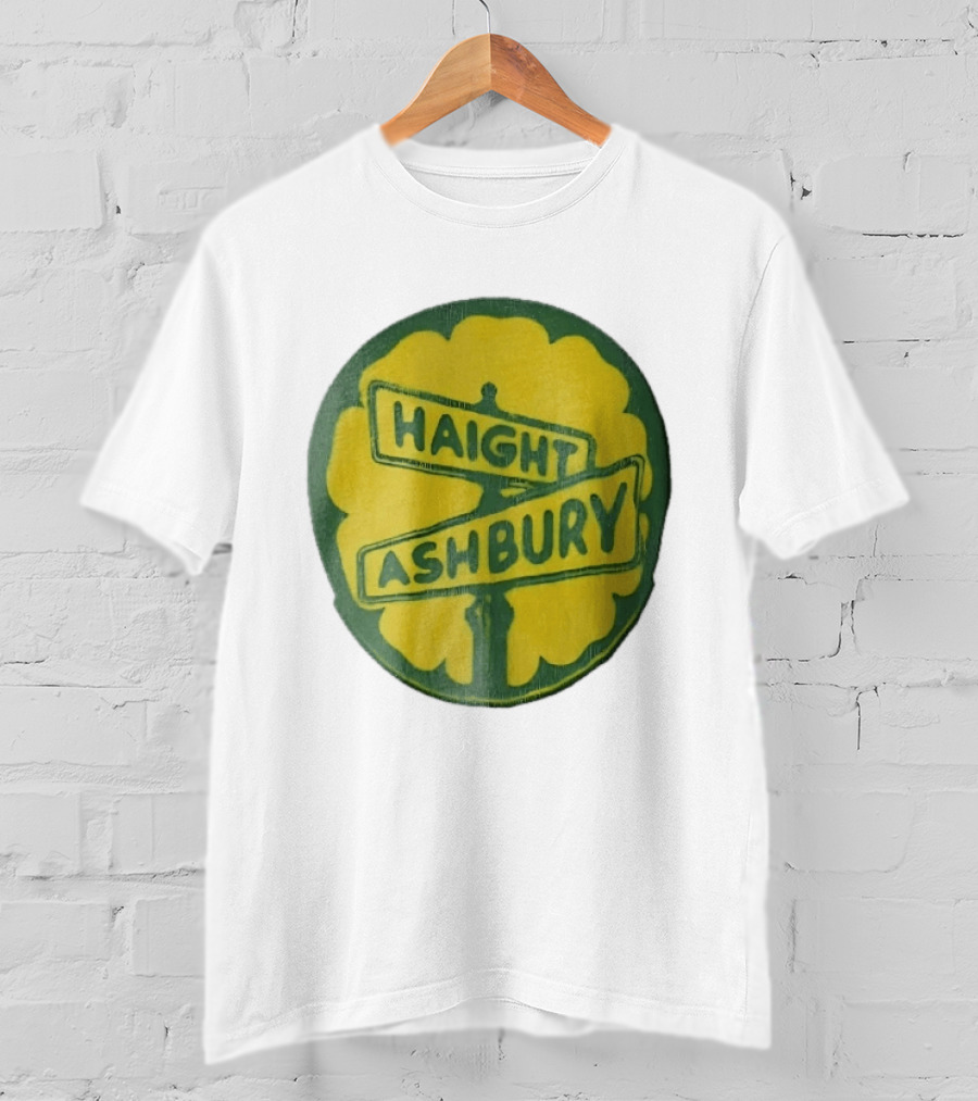 Haight Ashbury Street Sign Yellow Flower T-Shirt