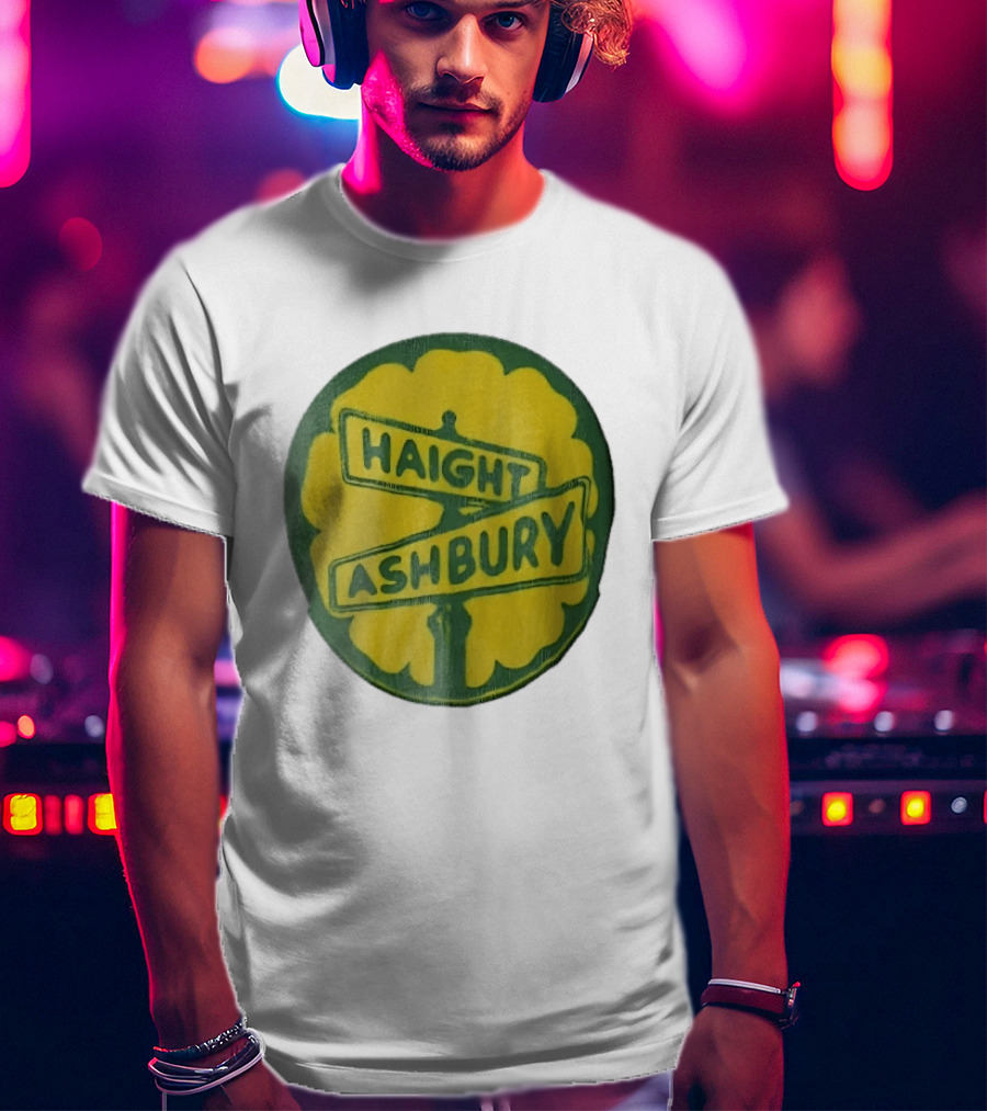 Haight Ashbury Street Sign Yellow Flower T-Shirt