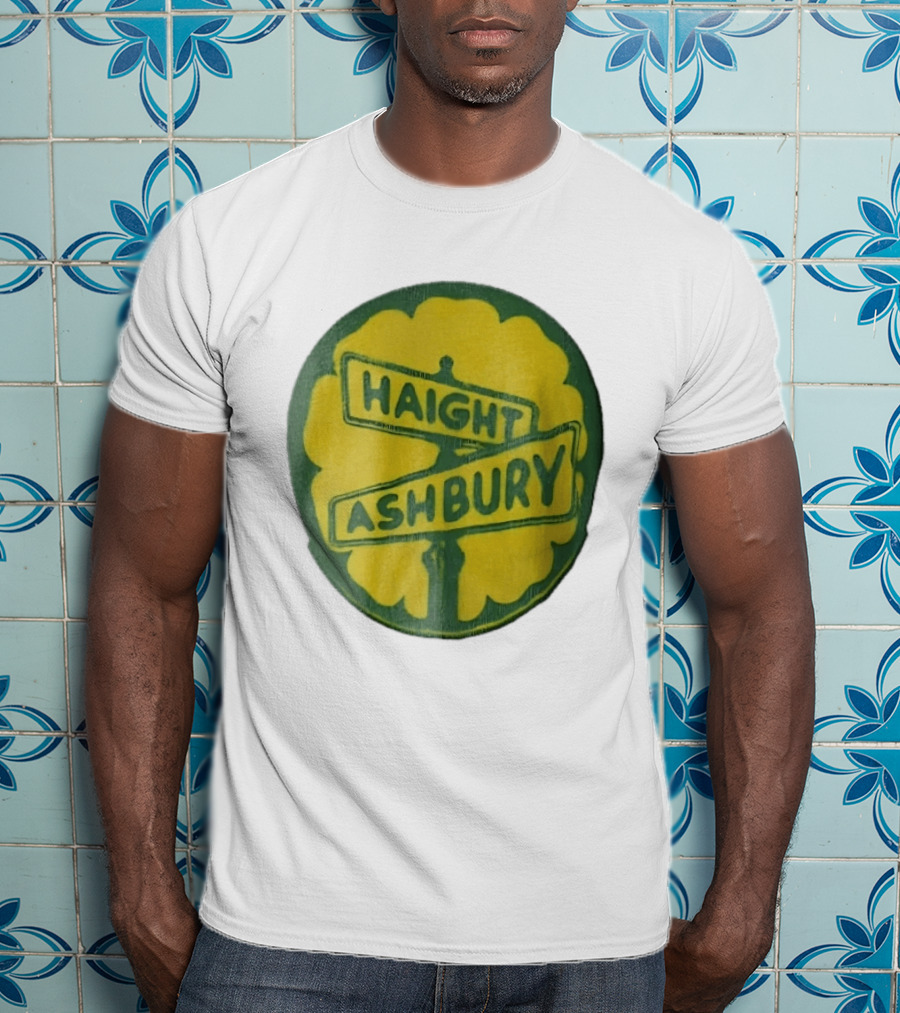 Haight Ashbury Street Sign Yellow Flower T-Shirt
