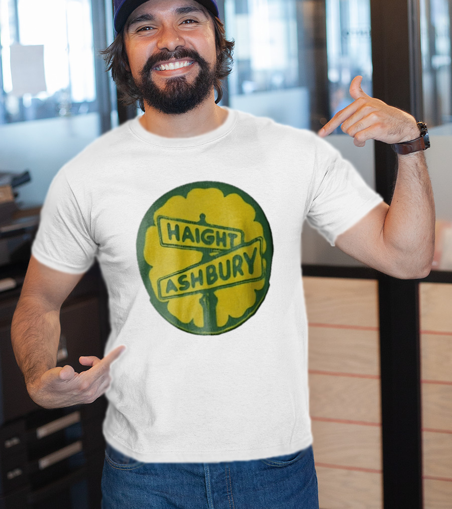 Haight Ashbury Street Sign Yellow Flower T-Shirt