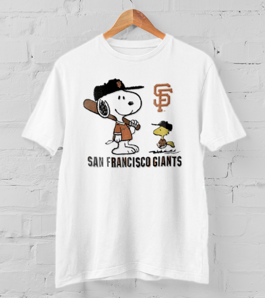 San Francisco Giants Snoopy Woodstock Cartoon Baseball MLB T-Shirt
