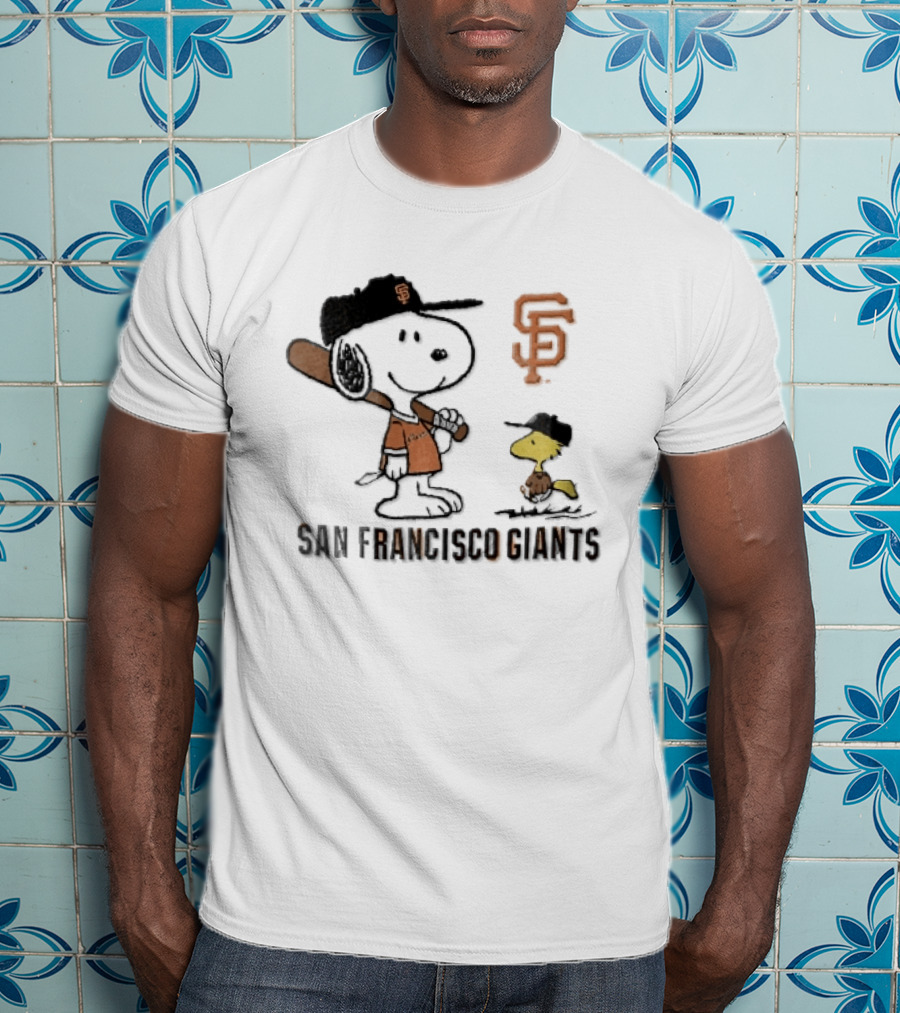 San Francisco Giants Snoopy Woodstock Cartoon Baseball MLB T-Shirt