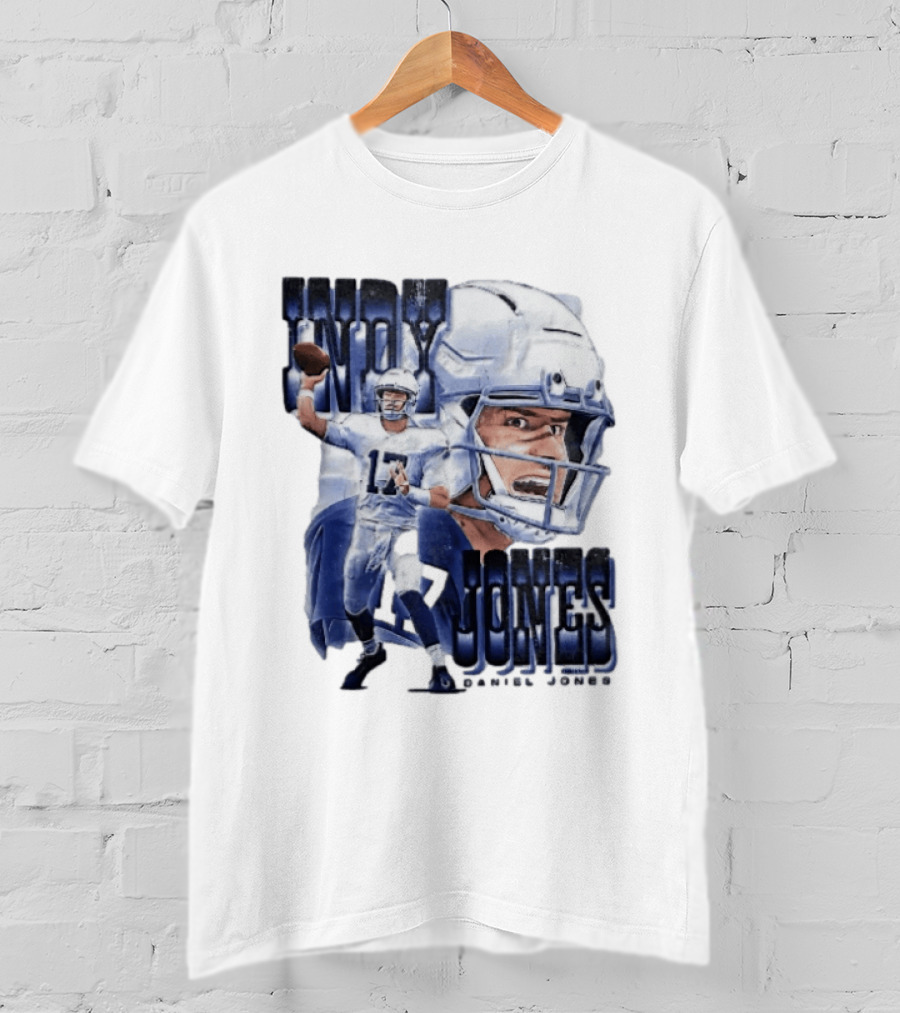 Indy Jones Football Quarterback Throwing Action Close Up Helmet T-Shirt