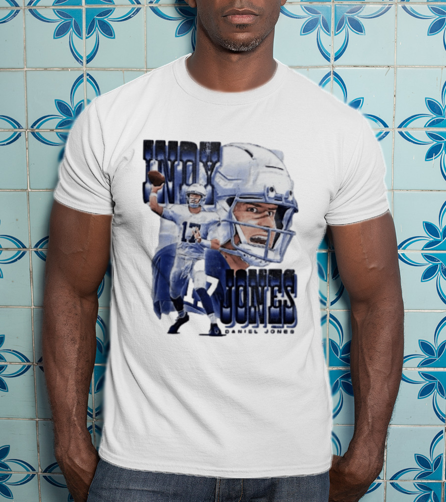 Indy Jones Football Quarterback Throwing Action Close Up Helmet T-Shirt