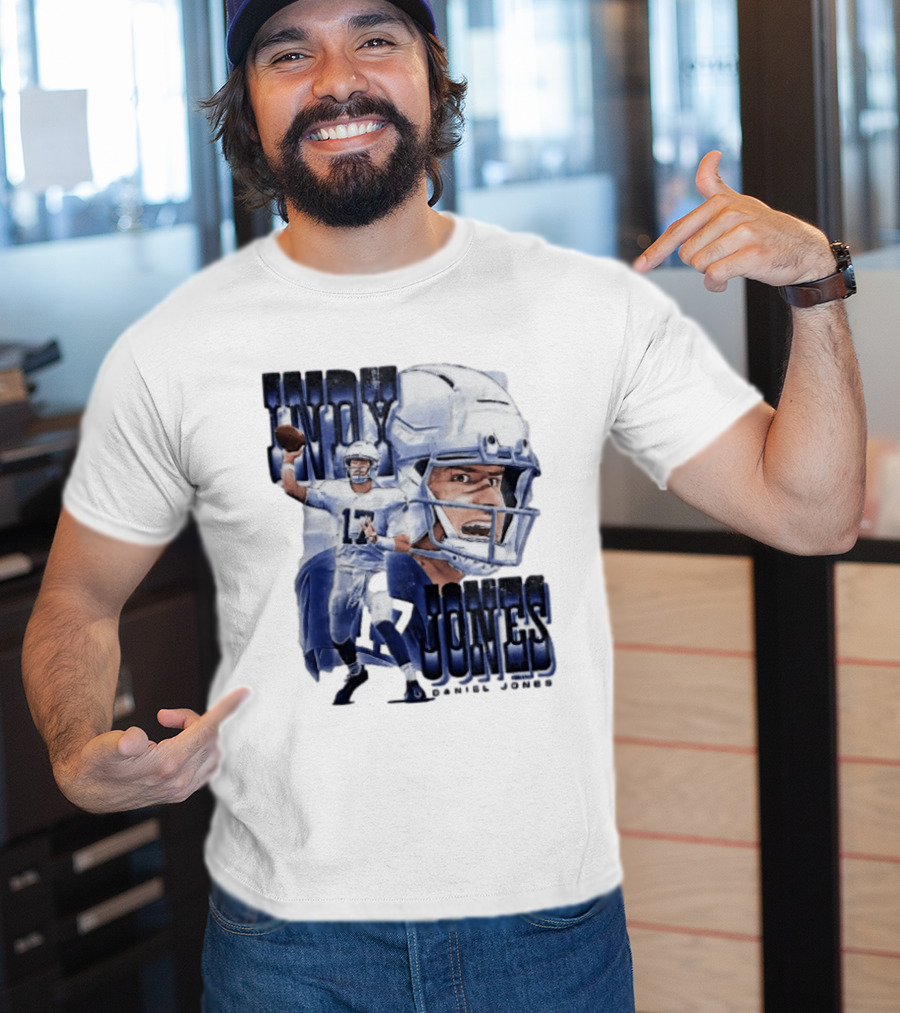 Indy Jones Football Quarterback Throwing Action Close Up Helmet T-Shirt