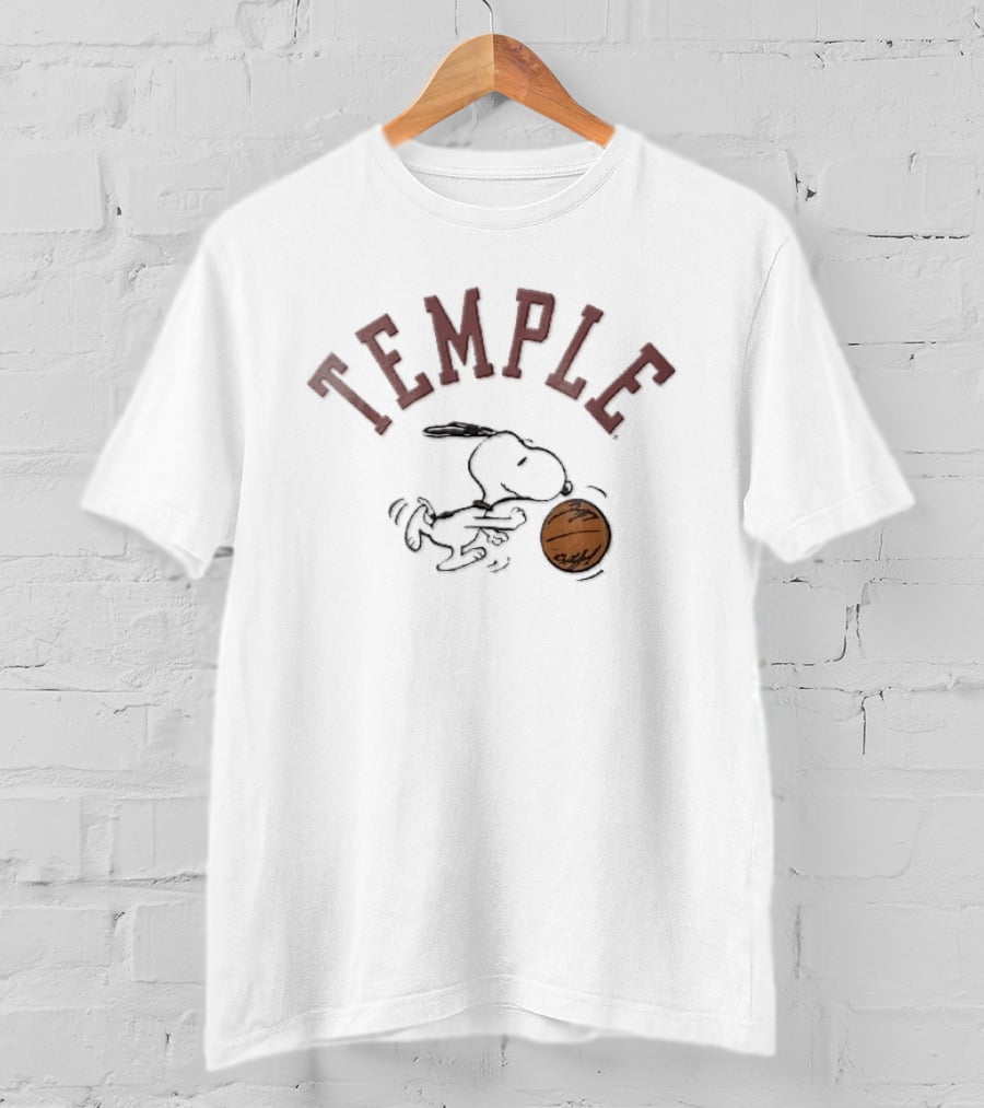 Temple Owls Snoopy Dribbling Basketball NCAA Cartoon T-Shirt
