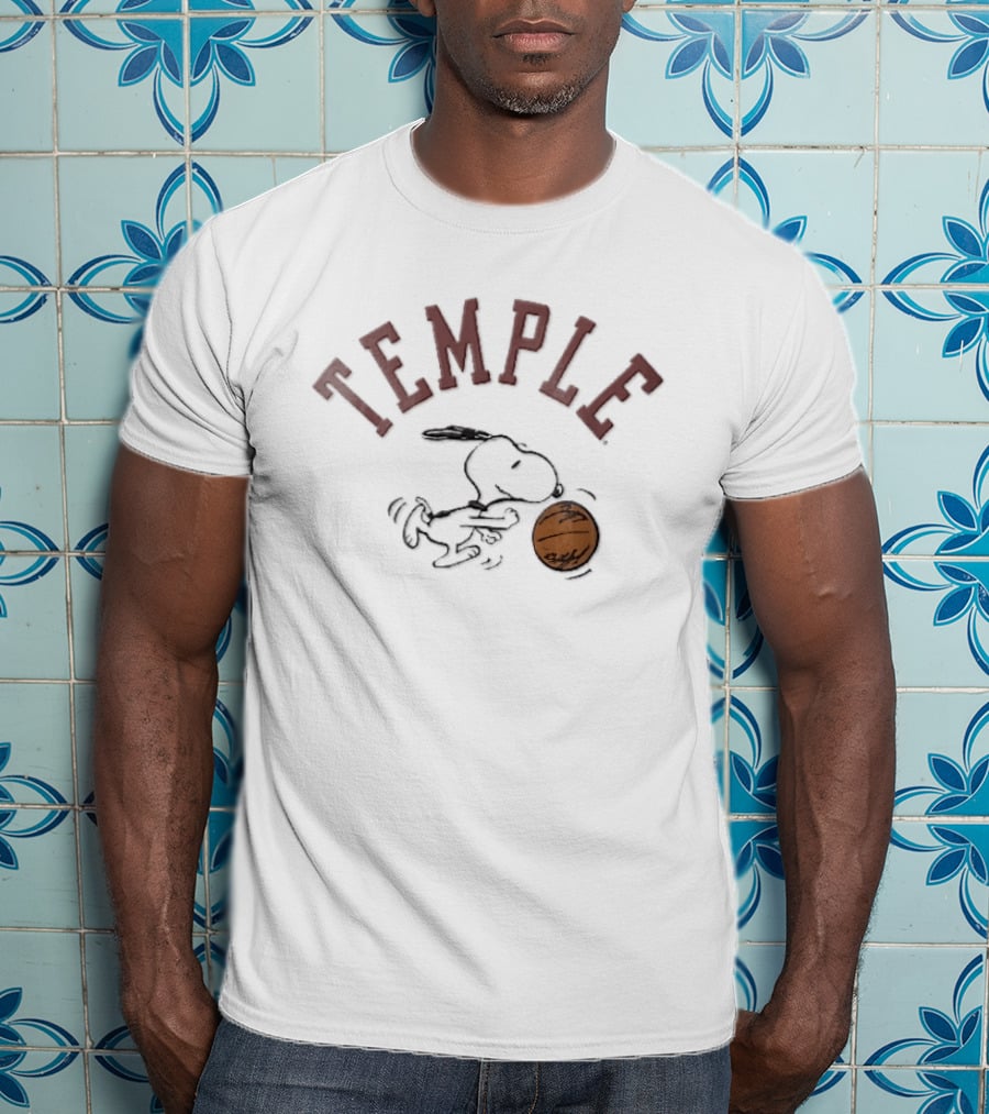 Temple Owls Snoopy Dribbling Basketball NCAA Cartoon T-Shirt