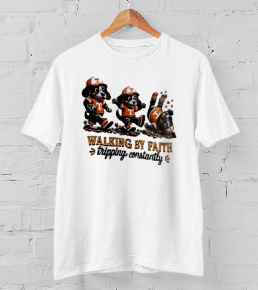 Tennessee Volunteers Walking By Faith Tripping Constantly Puppy T-Shirt