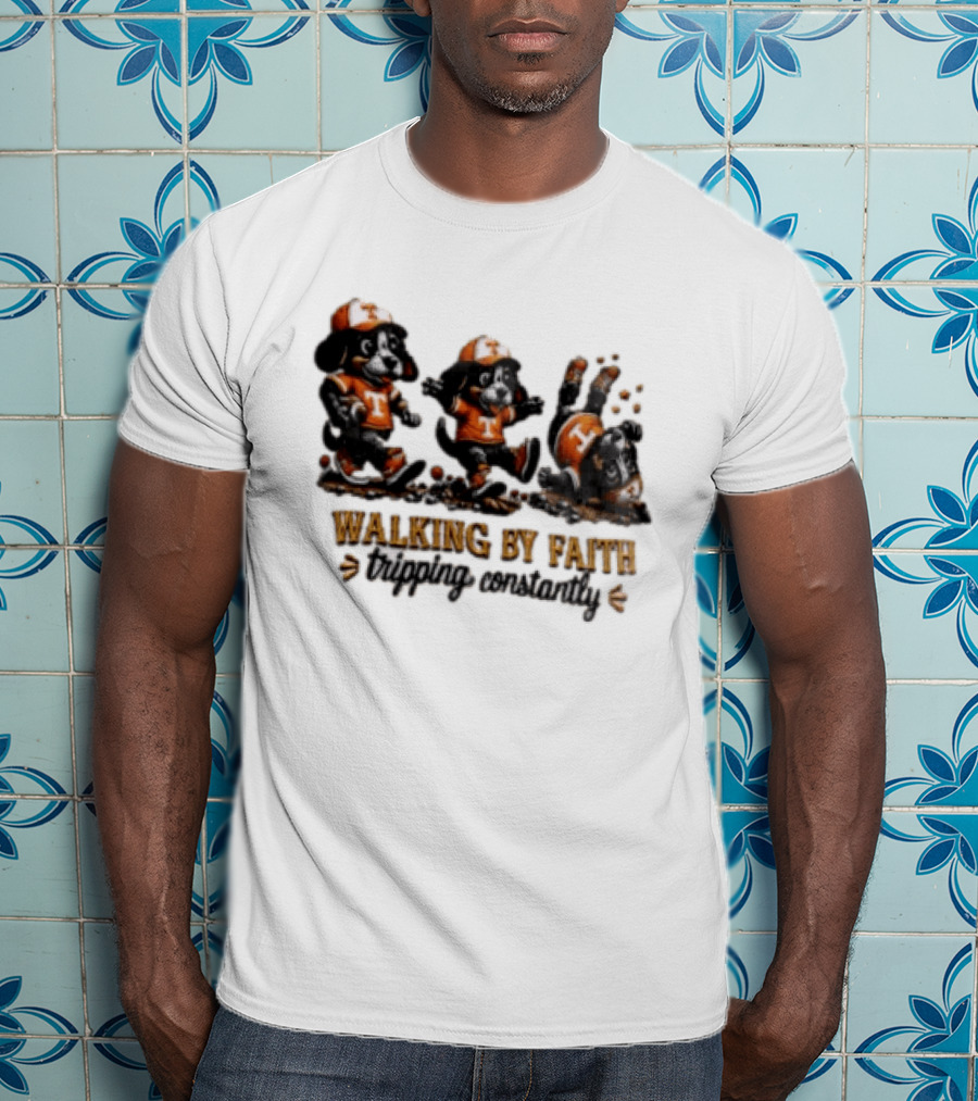 Tennessee Volunteers Walking By Faith Tripping Constantly Puppy T-Shirt