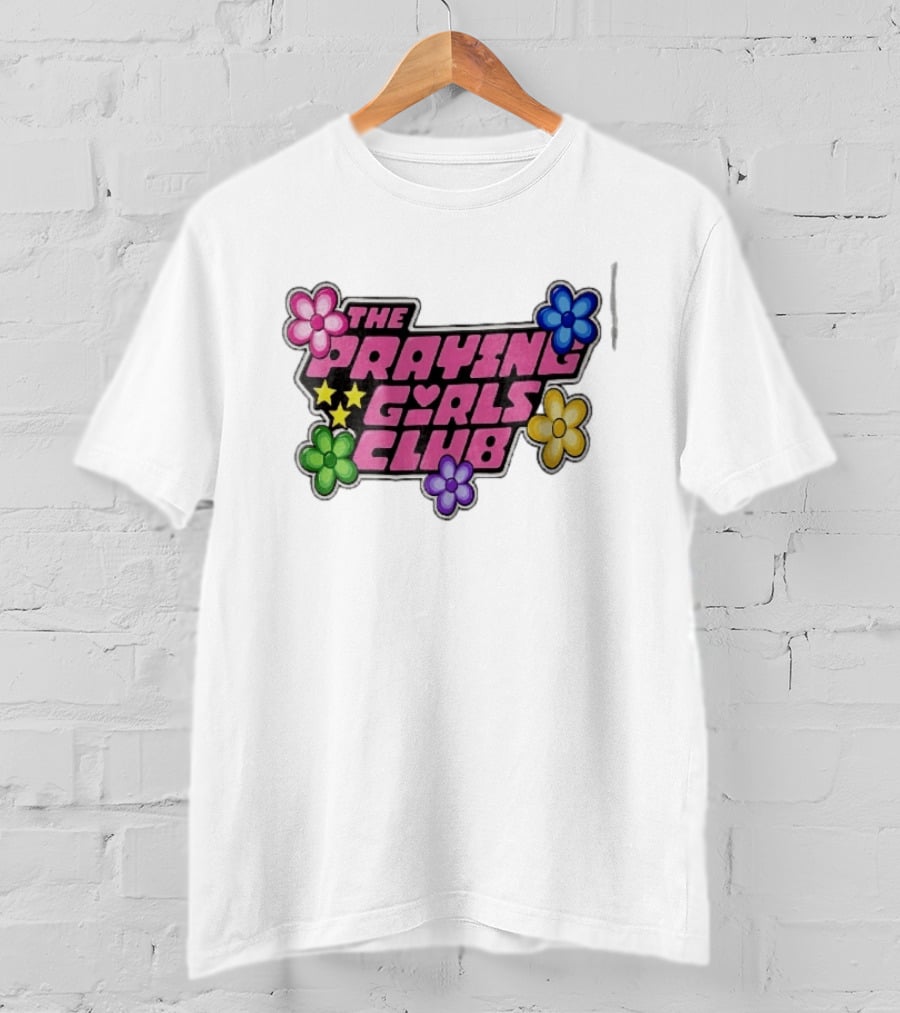 The Praying Girls Club Pink Floral Stars Flower Bubble T-Shirt