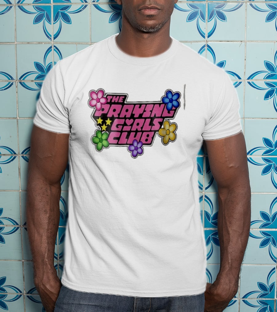 The Praying Girls Club Pink Floral Stars Flower Bubble T-Shirt