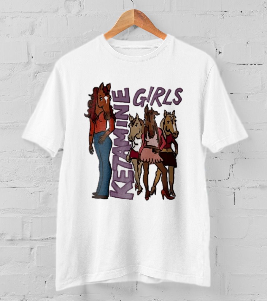 Ketamine Girls Cartoon Anthropomorphic Female Horses Fashion Outfits T-Shirt