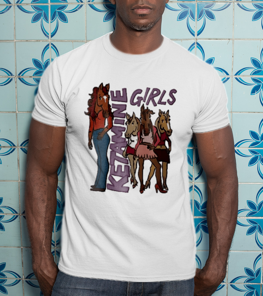 Ketamine Girls Cartoon Anthropomorphic Female Horses Fashion Outfits T-Shirt