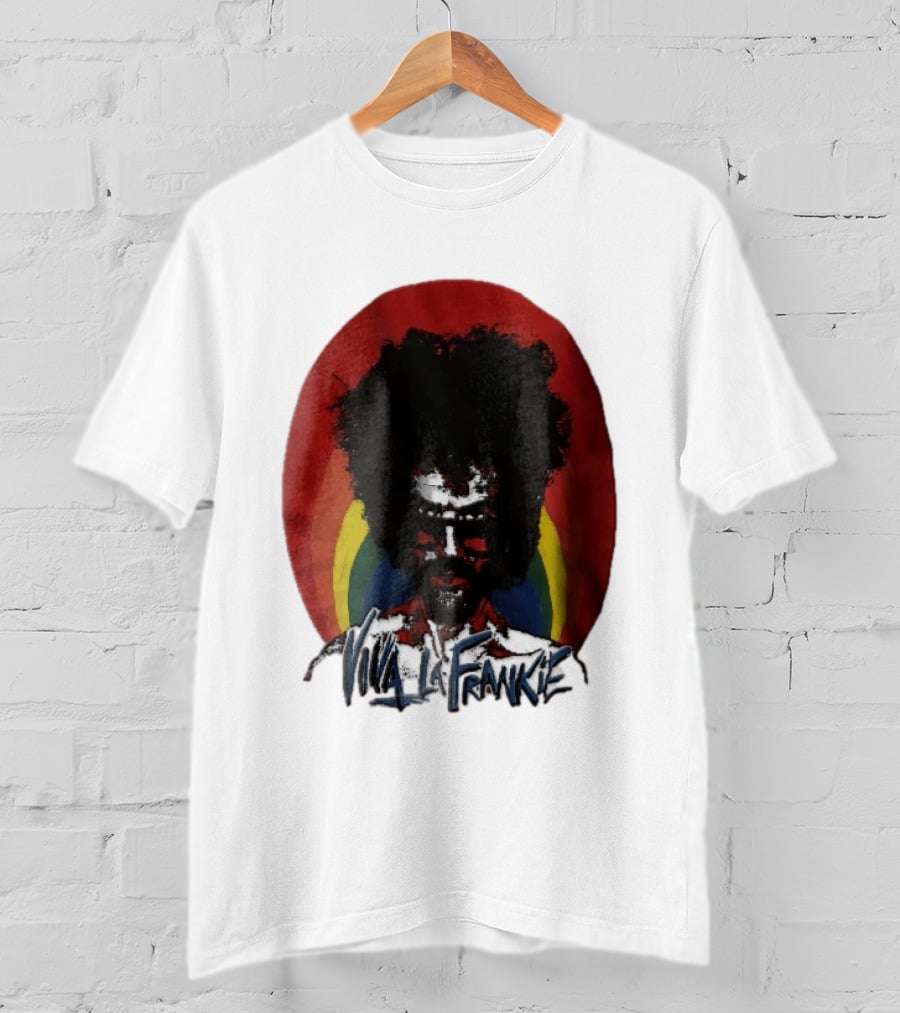 Viva LA Frankie Afro Man Glasses Rainbow Oval T-Shirt