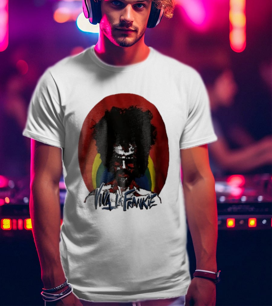 Viva LA Frankie Afro Man Glasses Rainbow Oval T-Shirt