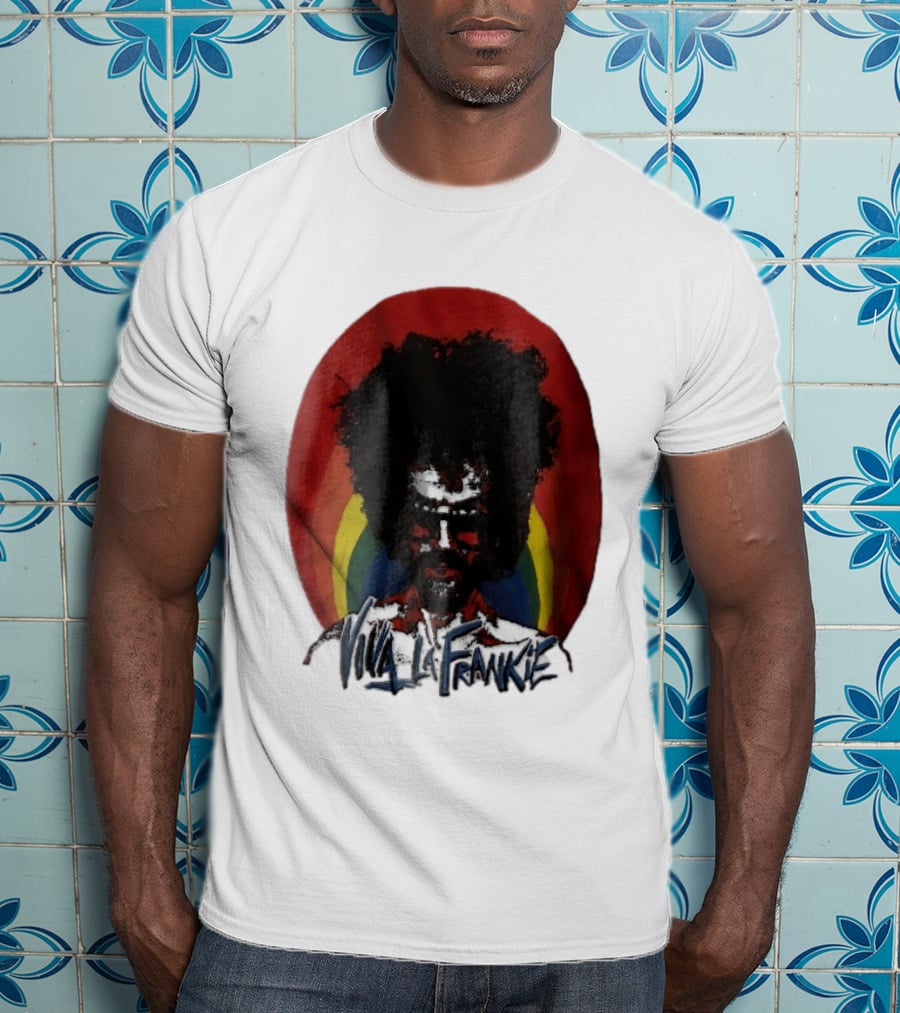 Viva LA Frankie Afro Man Glasses Rainbow Oval T-Shirt