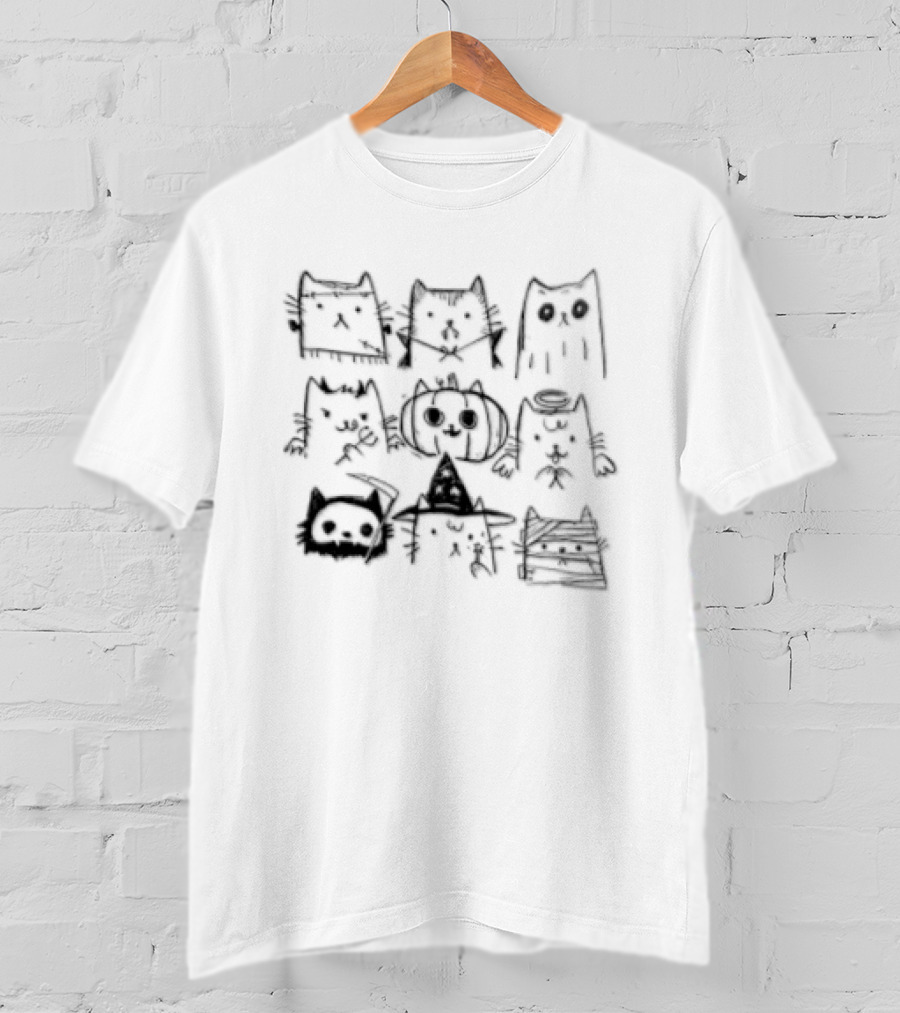 Woot Trick Or Cats Halloween Feline Faces T-Shirt