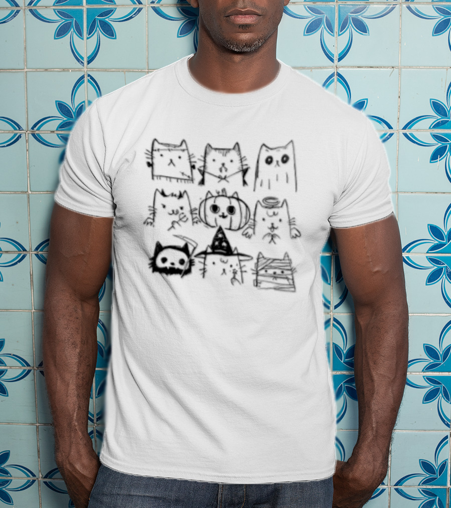 Woot Trick Or Cats Halloween Feline Faces T-Shirt
