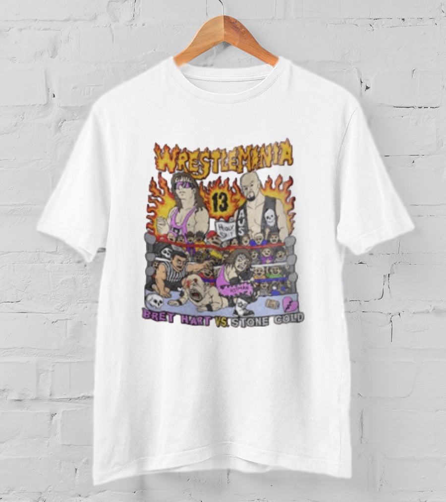 Wrestlemania 13 Bret Hart Vs Stone Cold Steve Austin Holy Shit Vintage Wrestling Battle T-Shirt