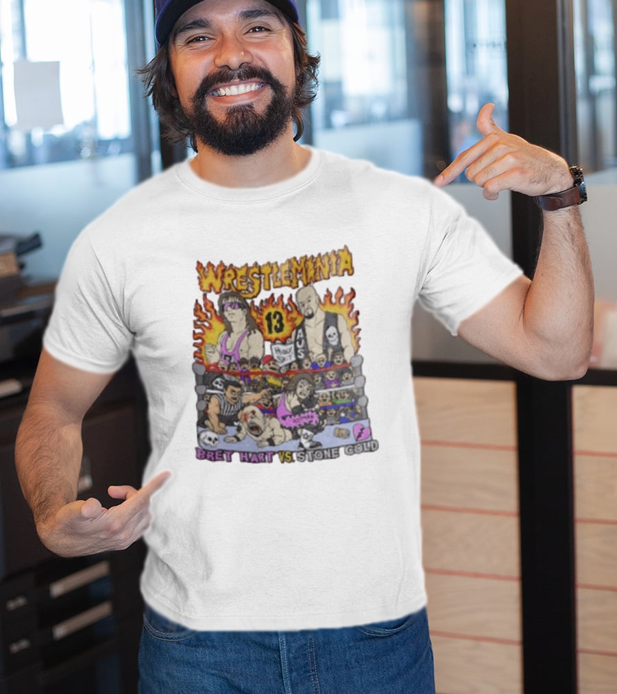 Wrestlemania 13 Bret Hart Vs Stone Cold Steve Austin Holy Shit Vintage Wrestling Battle T-Shirt