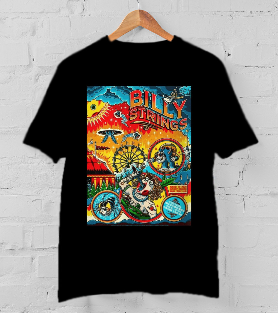 Billy Strings Ionia Freak Fair 2026 Night 2 Ionia MI August 29 UFO Carnival Extravaganza Ferris Wheel T-Shirt