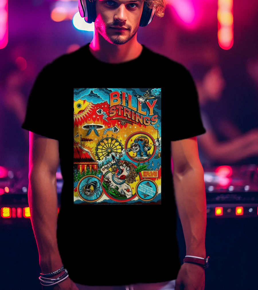 Billy Strings Ionia Freak Fair 2026 Night 2 Ionia MI August 29 UFO Carnival Extravaganza Ferris Wheel T-Shirt