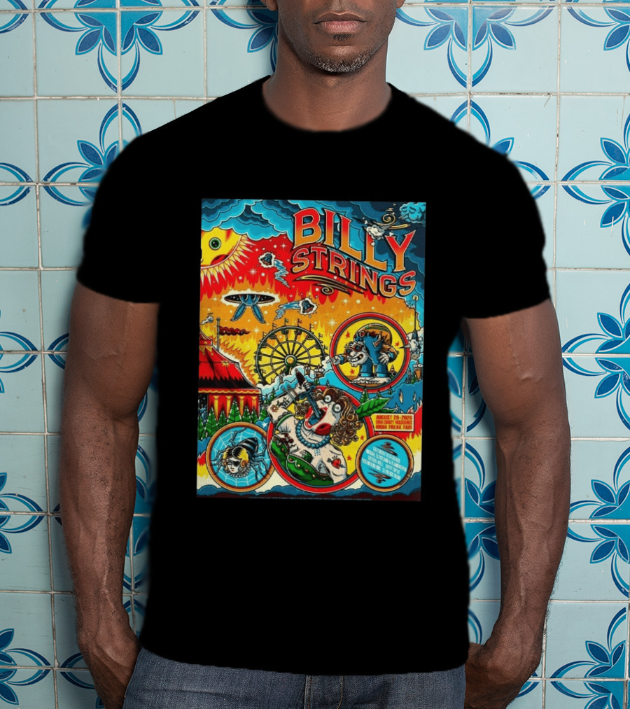 Billy Strings Ionia Freak Fair 2026 Night 2 Ionia MI August 29 UFO Carnival Extravaganza Ferris Wheel T-Shirt