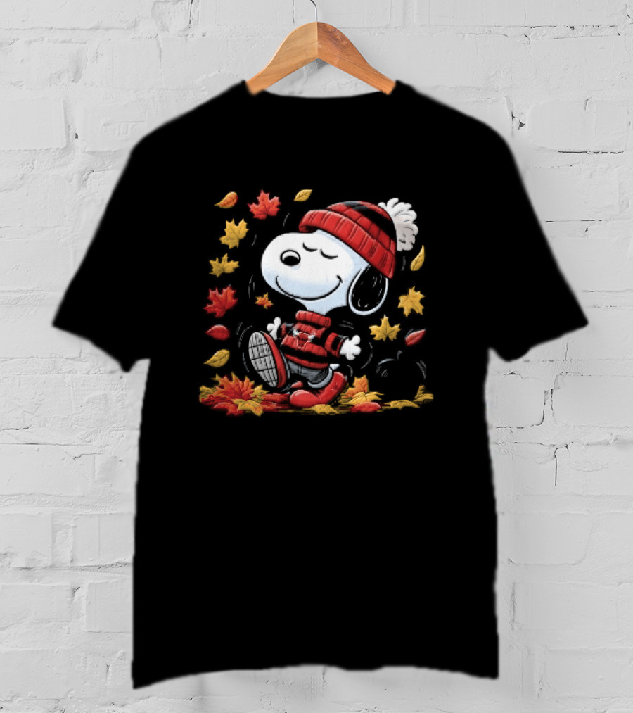 Chicago Bulls NBA Snoopy Dancing Autumn Leaves Pumpkin Cartoon T-Shirt