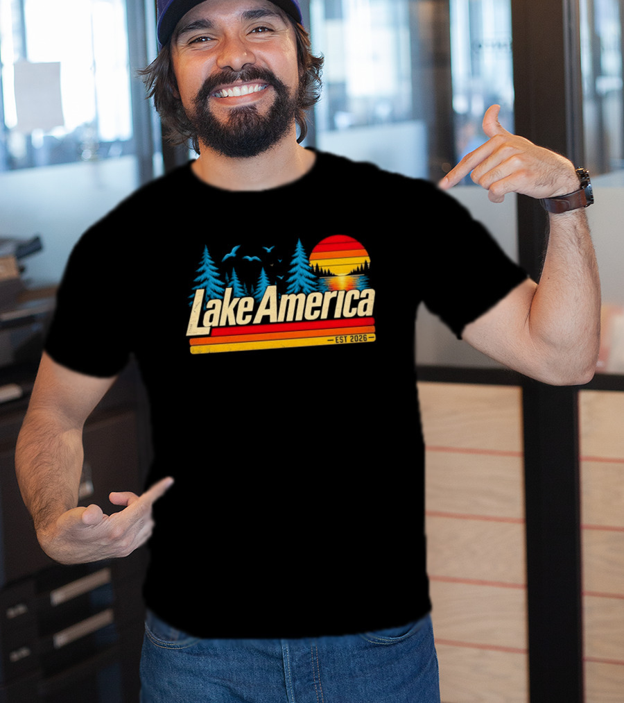 Lake America Est 2026 Sunset Trees Birds T-Shirt