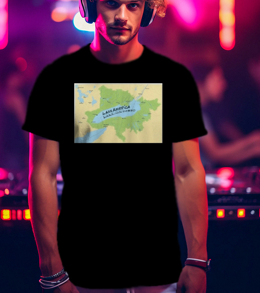 Lake Ontario Map Lake America Fun Geography Twist T-Shirt