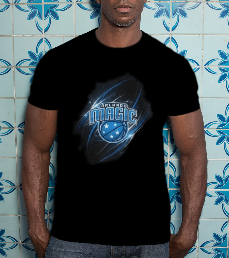 Orlando Magic NBA Basketball Stars Glowing Blue Swirl T-Shirt